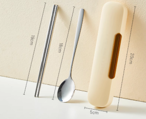 Reusable Portable Travel 304 Stainless Steel Cutlery Spoon Chopstick Set Tableware Kit Box Sudu