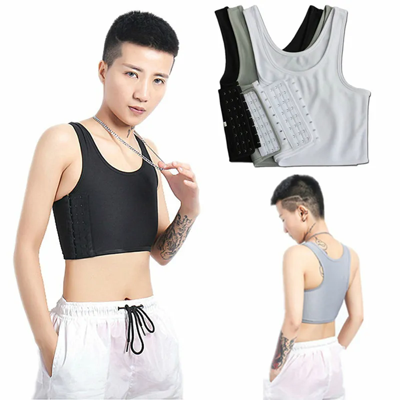 Dream Hunter Casual Breathable Buckle Short Chest Breast Binder Trans Vest  Tops Plus Size S-4XL 5XL Breast Tomboy Bra Intimates