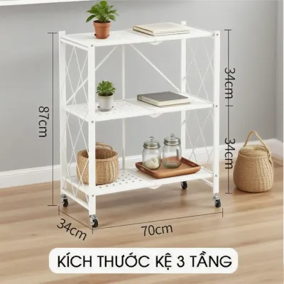 Kệ Để Đồ Đa Năng Gấp Gọn Có Bánh Xe 3/4/5 Tầng Tiện Ích Cho Nhà Bếp Phòng Ngủ Phòng Khách