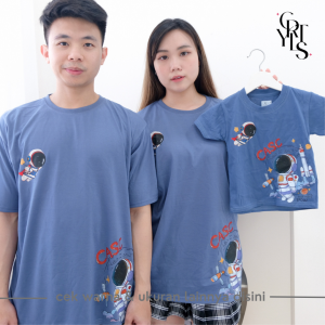 CAROTYLES S  Kaos Couple Keluarga Motif 2 ASTRO Wanita dan Anak Lengan Pendek Katun