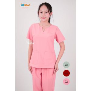 Bộ quần áo y tế/ Bộ scrub Nam/  NỮ MÀU HỒNG BABY- chất cotton cao cấp mềm mại thấm hút mồ hôi  HEMed