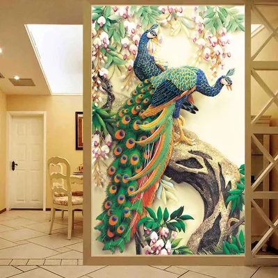 DIY 5D Embroidery Round Diamond Peacock Magnolia Full Diamond Painting