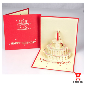 VTOM Happy Birthday Card Special 3D Pop Up Cake Korean Greeting Card Wishes For Besties Friends Family Husband Wife Kids