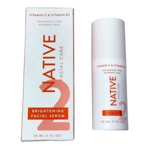 Native Brightening Facial Serum Contains Naturally Derived Ingredients | Hydrating Serum with Vitamin C and Niacinamide Vitamin B3 Revitalize and Repair Your Skin Fragrance-Free 30mL