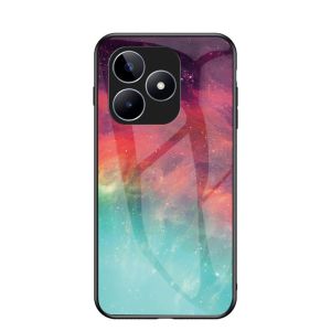 For Realme C53 RealmeC53 4G 2023 Painted Tempered Glass Phone Casing Starry Sky Hard Back Cover Soft TPU Edge Anti Scratch Comfortable Slim Case