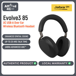 Jabra Evolve3 85 Over-Ear USB-A Wireless Bluetooth Headset with Microphone AI Call | Adaptive ANC | 25-Hour Battery