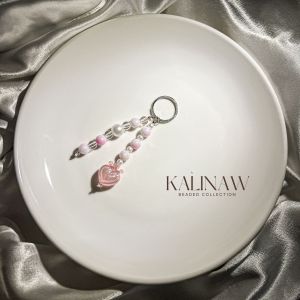 KALINAW GlimmerLush Heart Crown Beaded Keychain/ Phone Charm