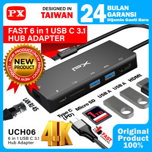USB Hub Type C 3.1 Converter Adapter to HDMI 4K USB 3.0 USB Type C SD Card LAN RJ45 Macbook Ipad Laptop Asus Huawei Mate Lenovo Thunderbolt 3 PD Charging Multiport 6 in 1 PX UCH06