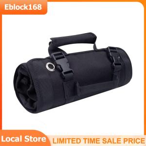 Waterproof Tool Storage Bag Heavy Duty Canvas Five Grid Belt Small Pocket Organizer Bag For Motorcycle Truck Car UTV Canvas Bucket Compact Roll Up Pouch Wrench Vehicle Tool Bag for Mechanic & Electrician Polyester Hanging Tool Zipper Carrier Tote