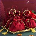 Suomi Red Candy Bag with Tassel Chinese Wedding Christmas Birthday Party Decor Gift Packaging. 