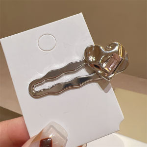 2Pcs Sweet Pink Love Duckbill Clips Y2K Cool Girl Cute Crystal Hairpin Silver Color Side Barrette Women Hair Accessories