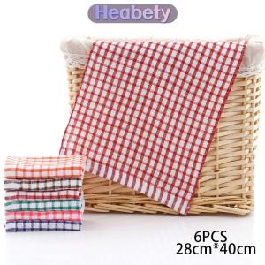 Heabety 6 chiếc khăn nhà bếp bằng cotton Khăn lau bát đĩa thấm nước dụng cụ vệ sinh nhà bếp