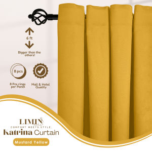 LIMIN 6FT US Plain Soft Breathable Curtain for Window | 8 Ring | 6 feet | Living Bedroom Kurtina