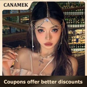 【 CANAMEK 】 Ancient Style Elf Hair Accessories Rhinestone Multilayer Tassel Headwear For Women Girls Princess Tassel Hair Accessories