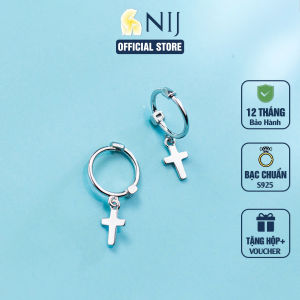 Bông Tai Bạc S925 Bông Tai Hình Chữ Thập Phong Cách Hàn Quốc