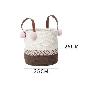 Giỏ lưu trữ đa năng để bàn giỏ đan tay bằng dây cotton thùng lưu trữ quần áo bẩn giỏ đựng quần áo bẩn hộp lưu trữ đồ ăn nhẹ và đồ chơi