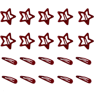 10Pcs Snap Hair Clip Red Metal Hair Barrettes Brooch Hair Clamps Hairpins for Girls Women Thin Hair Thick Hair