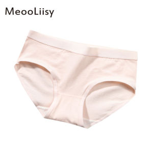 MeooLiisy Women Cotton Underwear Simple Breathable Girls Briefs Mid-Waist Student Panties Simple Solid COlor
