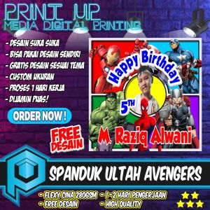 Banner spanduk ulrang tahun anak tema AVENGERS