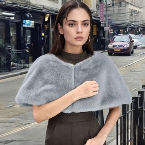 538TD Neck Warmer Imitation Mink Fur Scarf Faux Rabbit Fur Thicken Plush Scarf Retro Soft Faux Fur Wrap For Girls