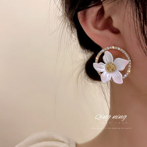 Creative Rhinestone Big Circle Acrylic Flower Temperament Earrings For Women Korean Etrendy Jewelry Beach Holiday Summer Earings