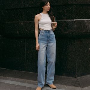 Merlot Urban - The Bottle Jeans กางเกงยีนส์เอวสูง ทรงขากระบอก ผ้ายีนส์ญี่ปุ่น 14oz