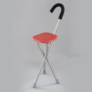 Ready stock🇲🇾【Local shipment】Walking Stick Tongkat Kerusi Folding Cane Chair Seat Stainless Steel Lipat Kukuh 3 Dan 4 Kaki Tongkat Orang Tua 2 in 1 Portable Cane Stool Handy Folding Crutch