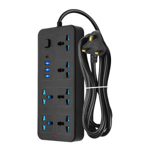 Emika Choice Universal Multiplug 2M Power Socket Extension Wire With 3 USB 6 Ports Power Strip Surge Protector Adapter Socket Extension Plug