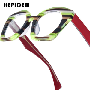 HEPIDEM Acetate Glasses Frame Women 2025 New Oversize Big Frames Cat Eye Eyeglasses Female Fashion Famous Brand Designer Nerd Cateye Spectacles Eyewear 9375