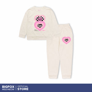 [Bộ nỉ BG dài tay 01 1215] Bộ thu đông bé gái Bigfox Miss Meow vải nỉ da cá style thể thao kiểu Hàn Quốc size đại trẻ em 12-15 tuổi 40kg 53kg