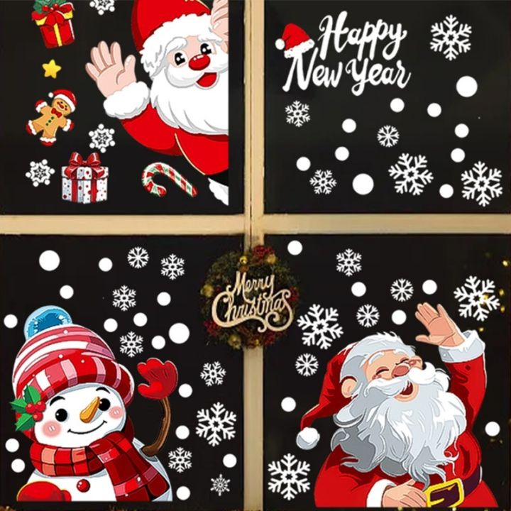 2025 Christmas Window Stickers Snowflake Santa Claus Elk Sticker Static