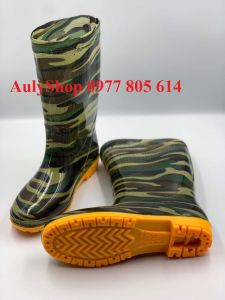 Ủng bảo hộ lao động Hoa San size 39-43 màu xanh đế vàng cứng #022 ủng nam U022 RRĐV