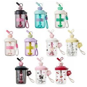 DAWEIF 580ML/520ML Water Bottles Straw Dust Cap With Straw Whey Protein Shaker Bottle Kawaii High-capacity Vacuum Cup Beverages