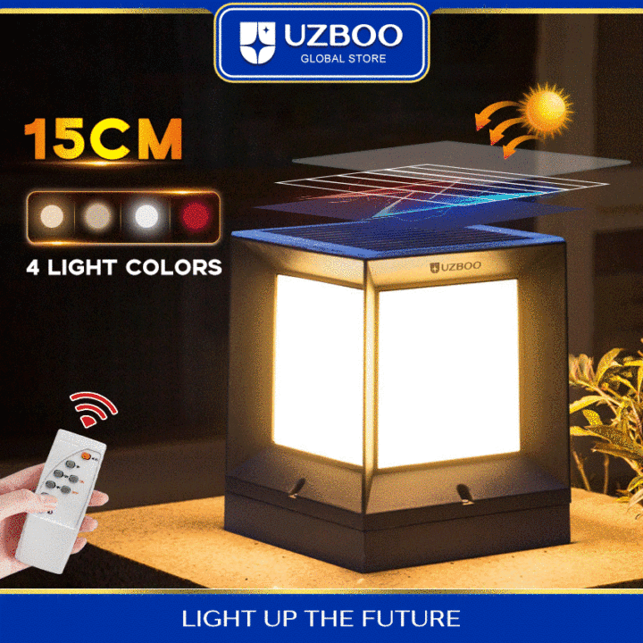 UZBOO Solar Pillar Lamp Modern Outdoor Gate Light Solar Charging IP65 Waterproof Column Lamp