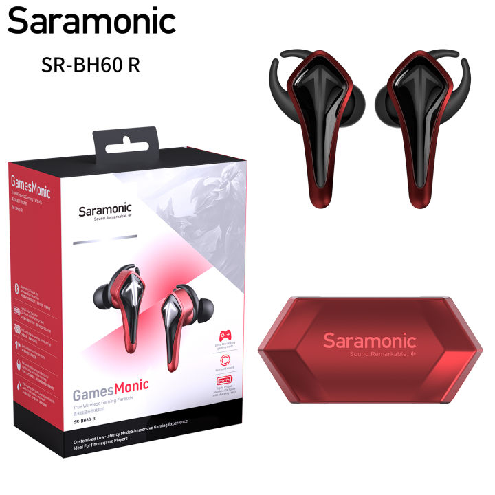 Saramonic SR-BH60-R/B Earbuds, Wireless in-Ear Headphones with