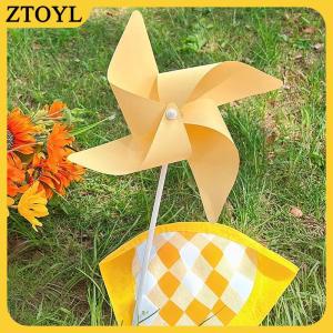 ZTOYL 10 cái ngoài trời handmade DIY decorational Pinwheel đầy màu sắc 4 lá giấy cối xay gió cho sân và vườn