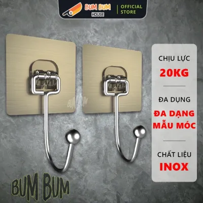 Combo 10 móc dán tường inox cao cấp siêu chịu lực siêu dính làm giá treo quần áo móc treo quần áo móc treo vật dụng đa năng tiện ích inox 304