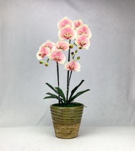 OrientalFineArt กระถางกล้วยไม้ประดิษฐ์ ดอกไม้ประดิษฐ์ตกแต่งบ้าน (ดอกไม้พร้อมกระถาง) งานเกรดพรีเมี่ยม