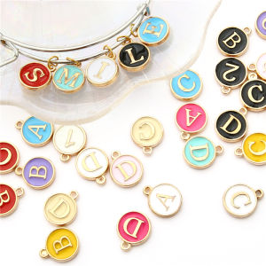 12mm A-Z English Letters Alloy Enamel Pendants Number Alphabet Charms For DIY Bracelet Necklace Jewelry Making Accessories