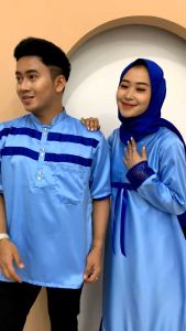 AMARA BIRU SERAGAM KELUARGA COUPLE KELUARGA FREE PASHMINA