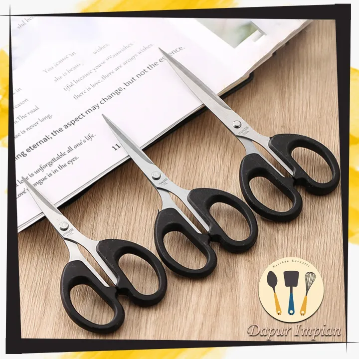 不锈钢黑色剪刀家用办公学生儿童手工剪纸美工 Stainless Steel Black Scissors Home Office ...
