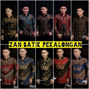 Baju Batik Pria Lengan Panjang Modern Kombinasi Terbaru