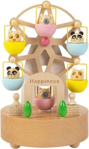 ljhnba Windmill Music Ferris Wheel Carousel Wooden Ferris Wheel Music Wind Up Mechanism Rotating Ferris Wheel Music