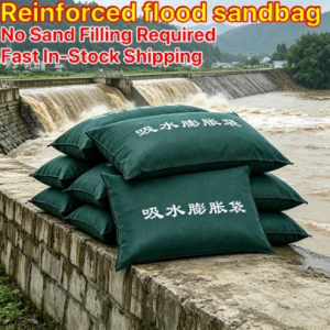 5pc Thick Canvas Reusable Absorbent Flood Barrier Bags Sand‑Free Water‑Activated Sandless Sandbags Lightweight Flood Control Water Barrier for Garage Basement Rain Flood Protection