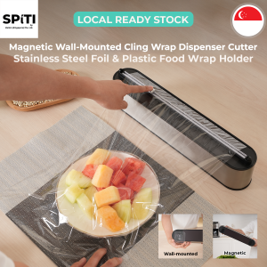 Stainless Steel Cling Wrap Dispenser | Magnetic & Wall-Mount | Single Roll | Premium Kitchen Organizer