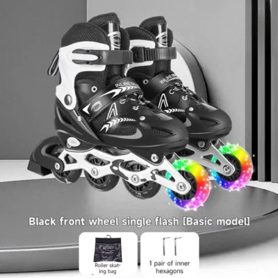 Roller Skates Size Adjustable Double Row Skates Two Line PU Roller Skate Shoes Child Teenagers