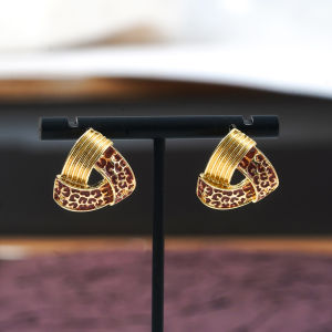 Fashionable Ring Gift 秋冬新品滴油豹纹耳钉小众设计金属哑光不规则耳环时尚个性耳饰女