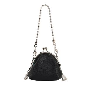 DYJKOUG Pu Leather Metal Chain Crossbody Bag Large Capacity Chain Mini Lipstick Bag Mini Small Bag Box Shoulder Bag Party