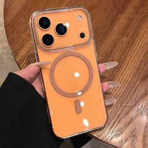 Transparent Ultra Thin PC for Magsafe Case for iPhone 17 16 15 14 13 12 Pro Max Plus 17 Air Clear Candy Color Shockproof Cover