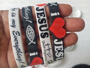 I LOVE JESUS - He is my Everything. Faith Hope Love Baller Wristband DEBOSSED NO CUT END